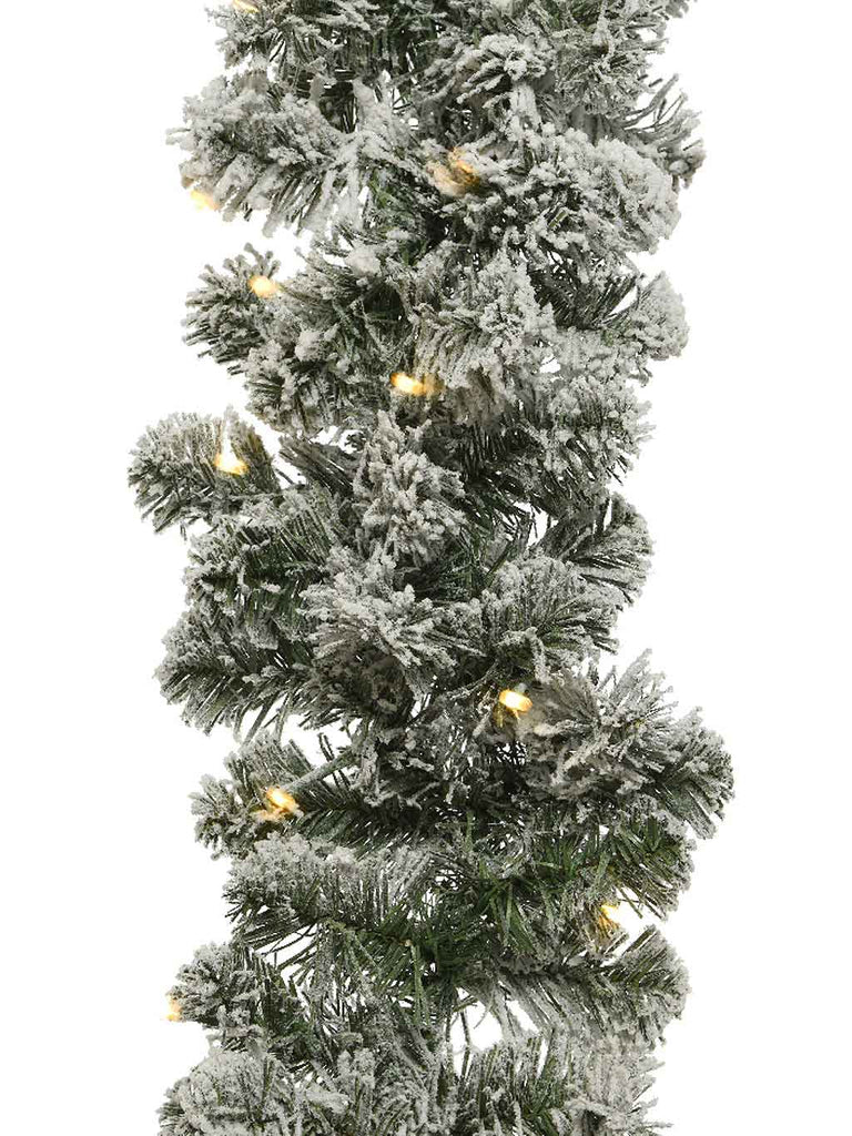 2.7M (9ft) Snowy Imperial Garland with 50 LEDs - Battery Operated