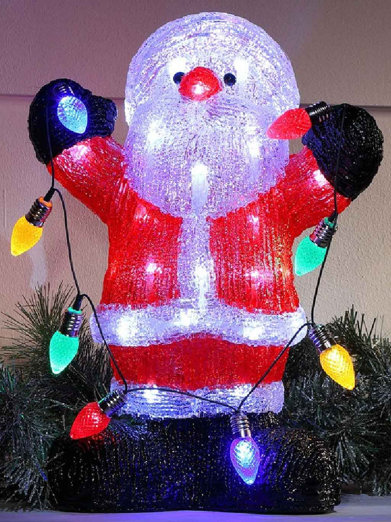 35cm Acrylic Santa With Light String