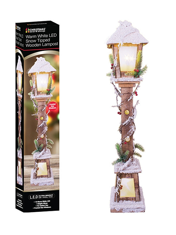 85cm LED Snow Tipped Wood Lampost
