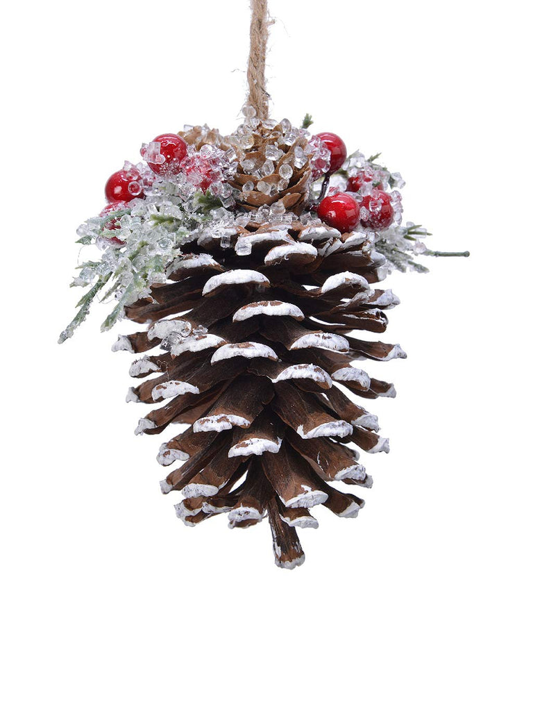 7cm Pinecone Hanger With Berries
