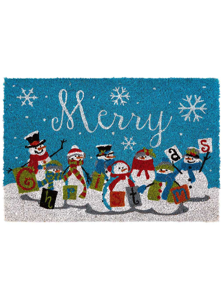 40 x 60cm Natural Door Mat - Snowman Design