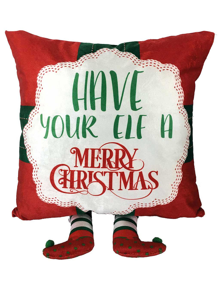 45x45cm Red/Green Elf Cushion with Legs