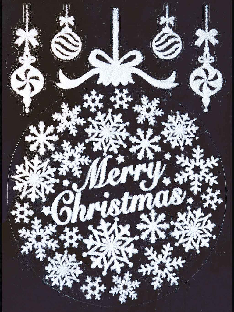 29.5x40cm Merry Xmas Snowflake Bauble Window Sticker