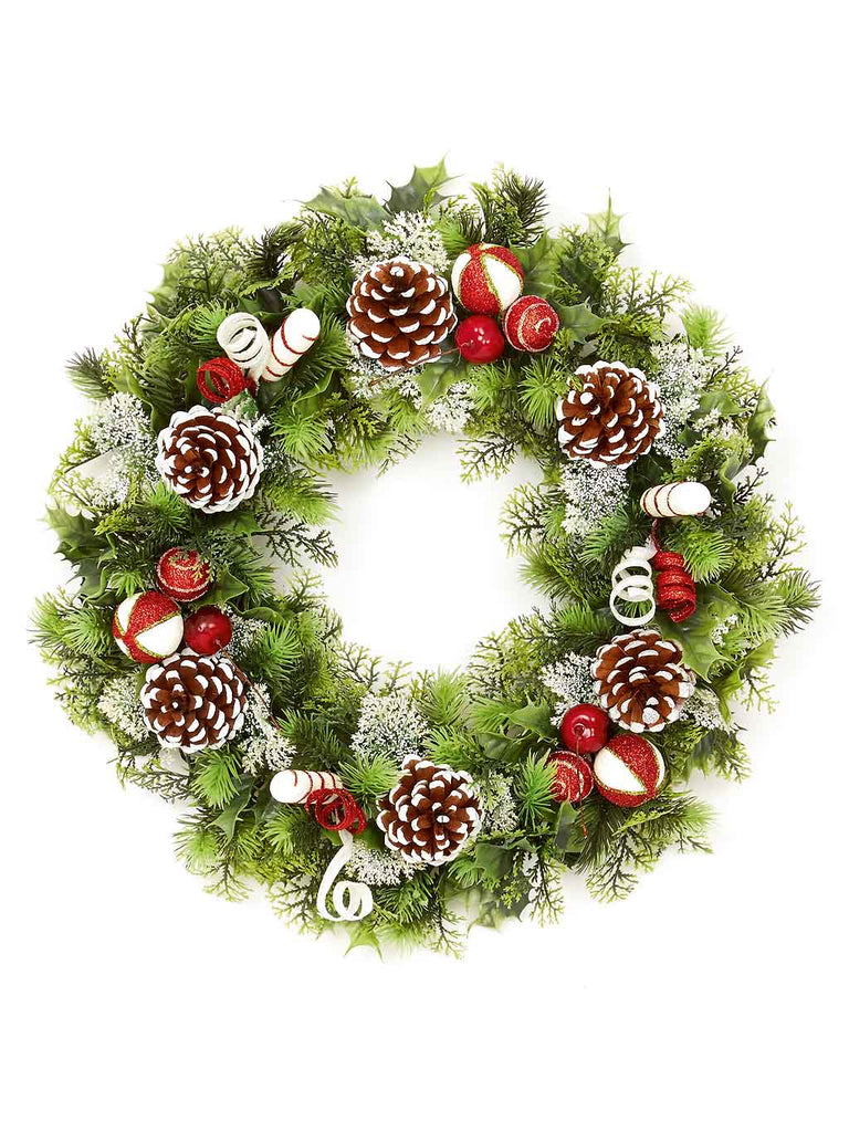 45cm Red White Plastic Wreath