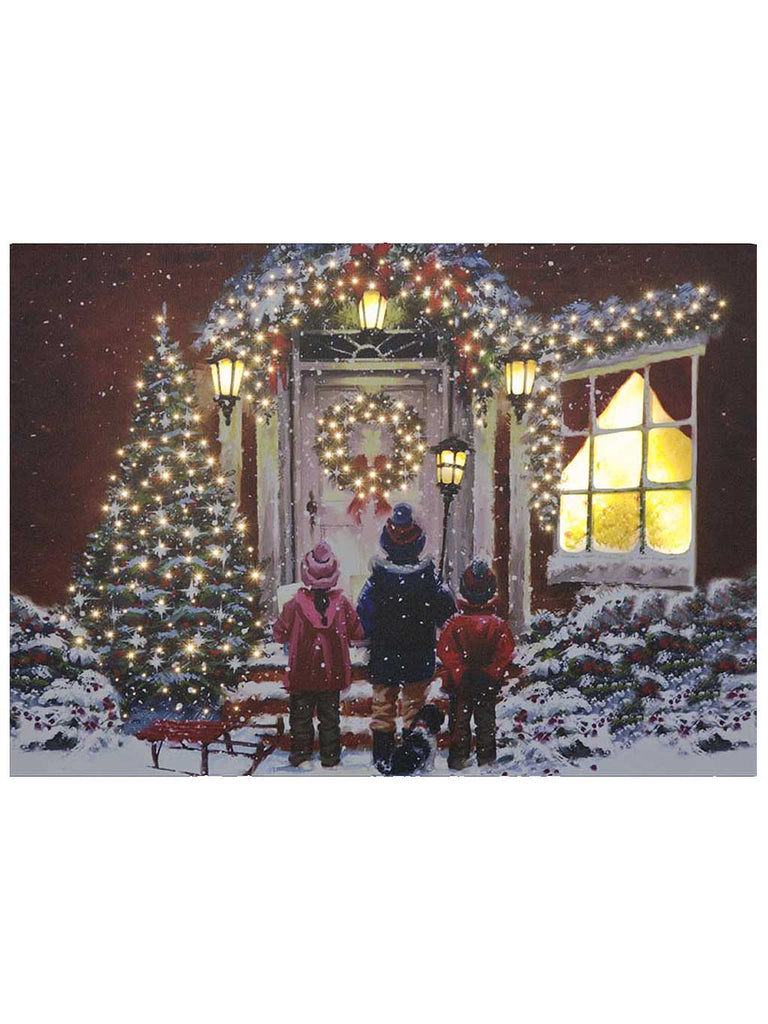 Fibre Optic 40x30cm Children and Dog Canvas