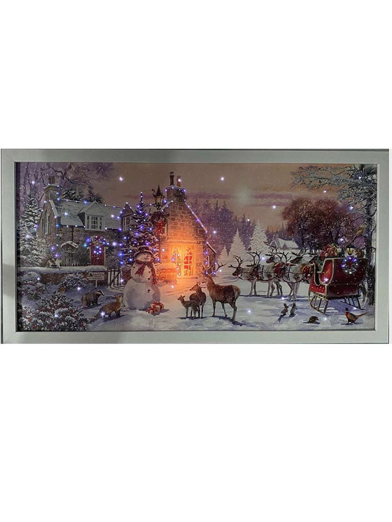 Fibre Optic 60x30cm Santa Cottage Canvas