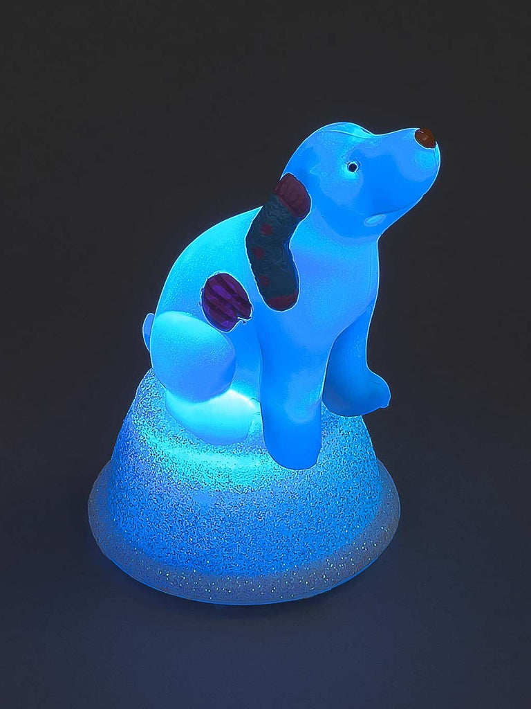 B/O 8cm Acrylic Snowdog with Colour Changing LED