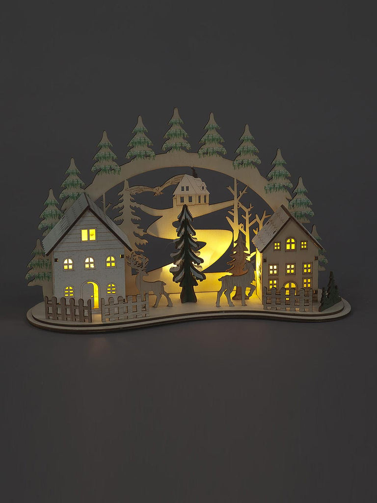 19cm Wooden Village Scene