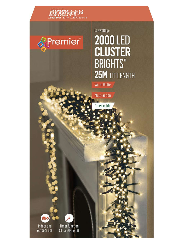 2000 Multi-Action LED Cluster Brights with Timer- Warm White