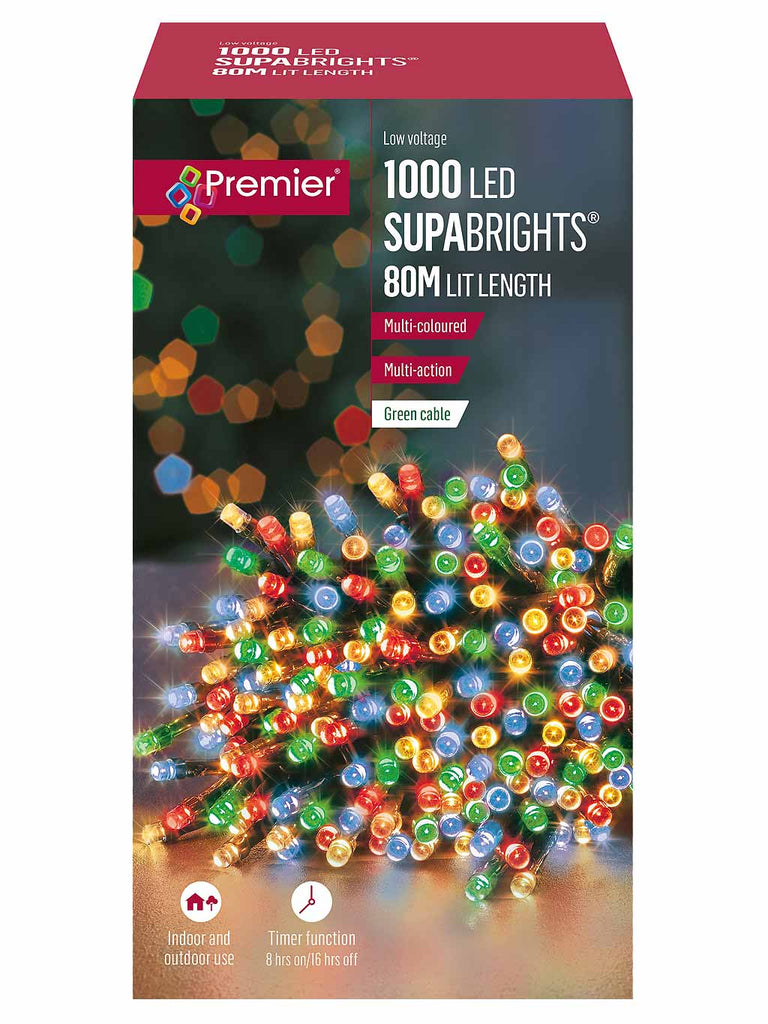 1000 Multi-Action LED Supabrights with Timer - Multi-Colour