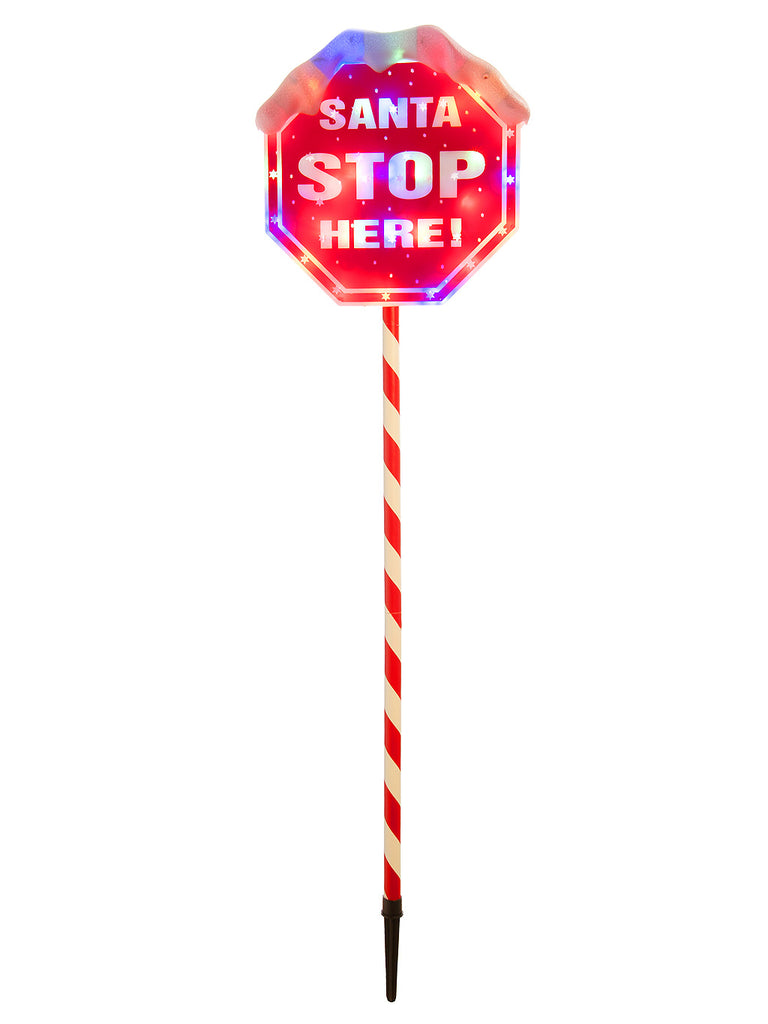 100cm Santa Stop Sign With Multicolour Lights