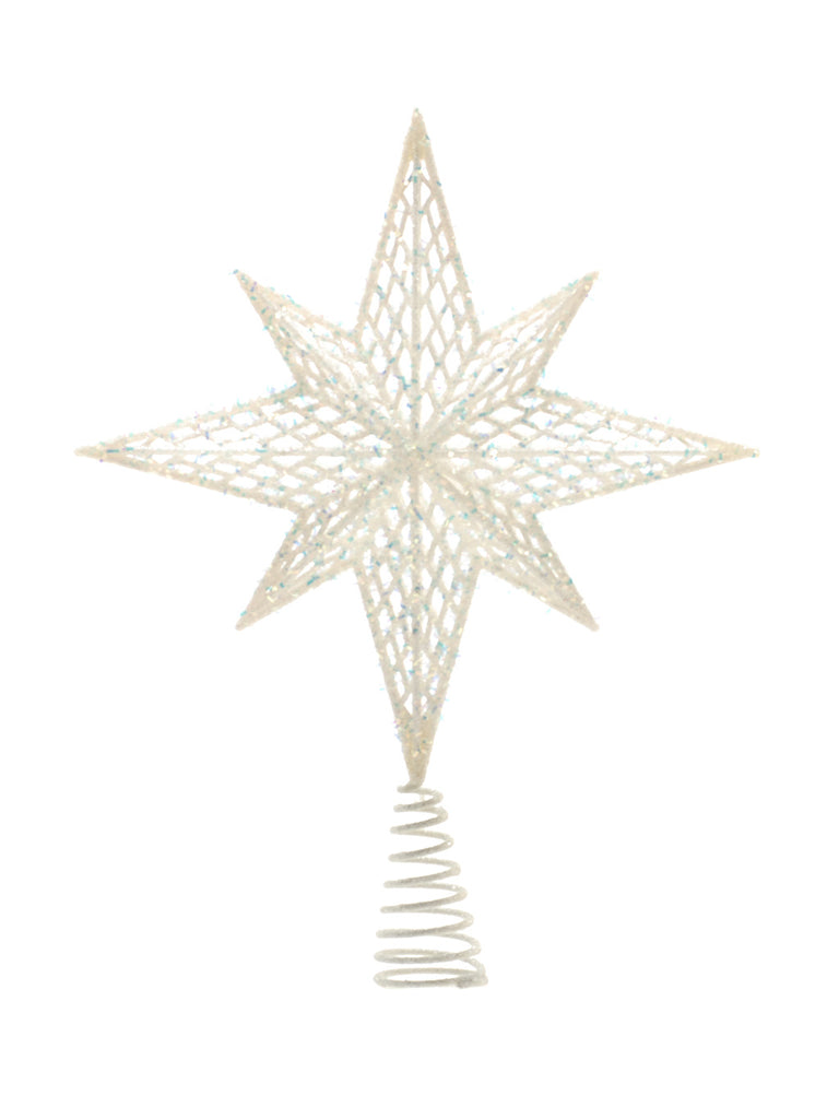 25cm White Glitter Bethlehem Star Tree Topper