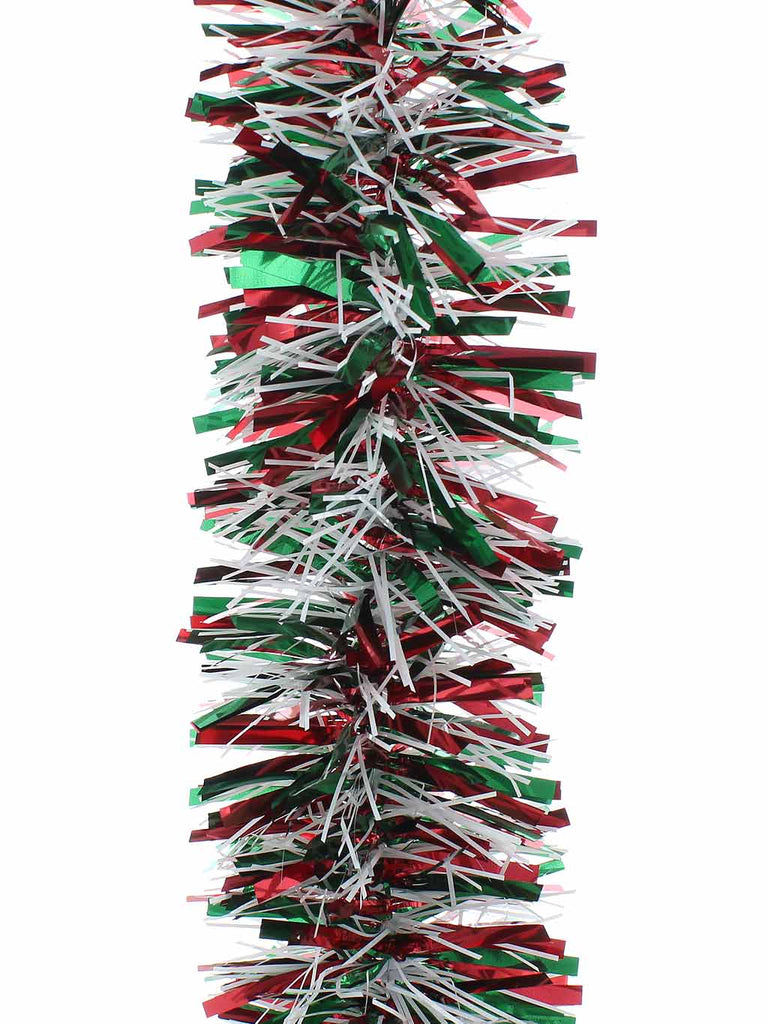 200cm x 10cm Chunky Cut Tricolour Tinsel - Red/Green/White - Wales