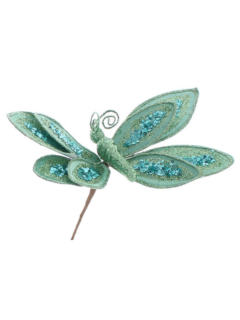 26cm Glitter Butterfly Stem - Turquoise Blue