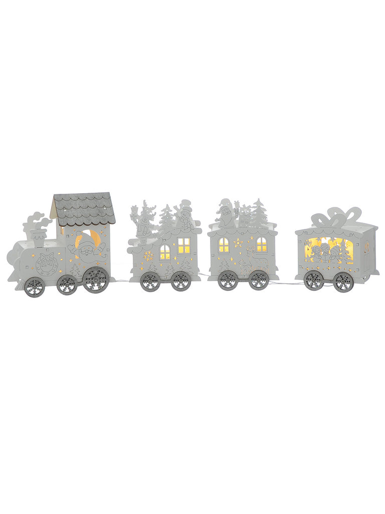 42cm B/O Lit Wooden Santa Train