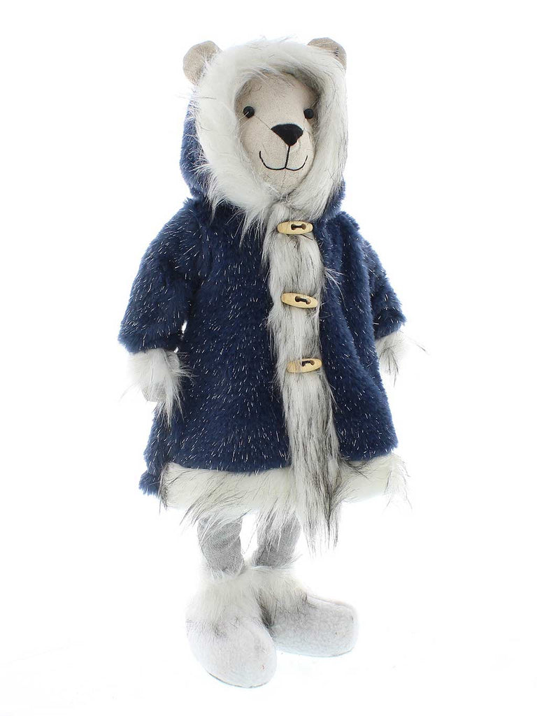 47cm Standing Polar Bear With Blue Coat