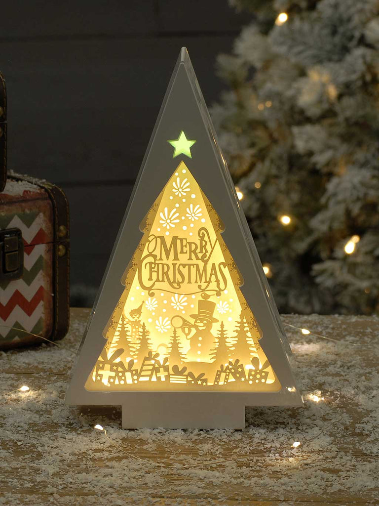 25cm Battery Operated Merry Christmas Tree Diorama