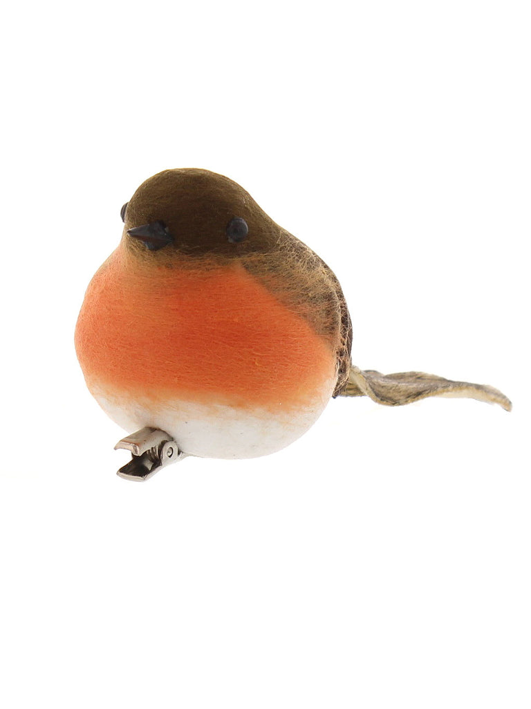 11cm Fabric Clip On Fat Robin