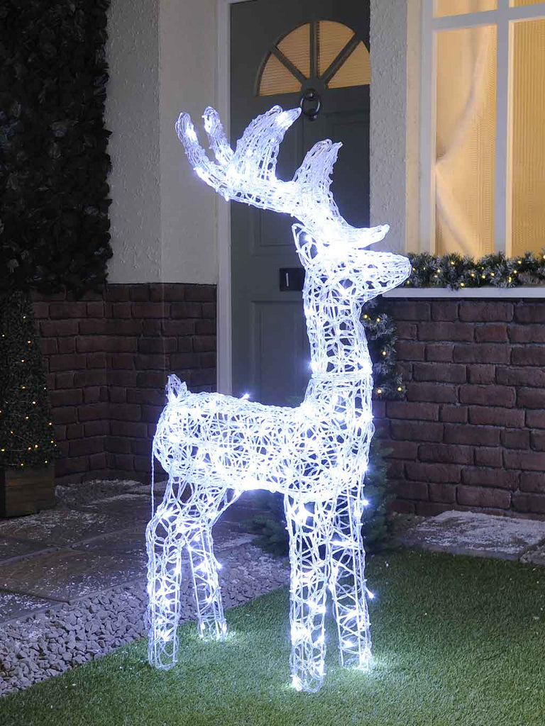 115cm LED White Soft Acrylic Reindeer - White