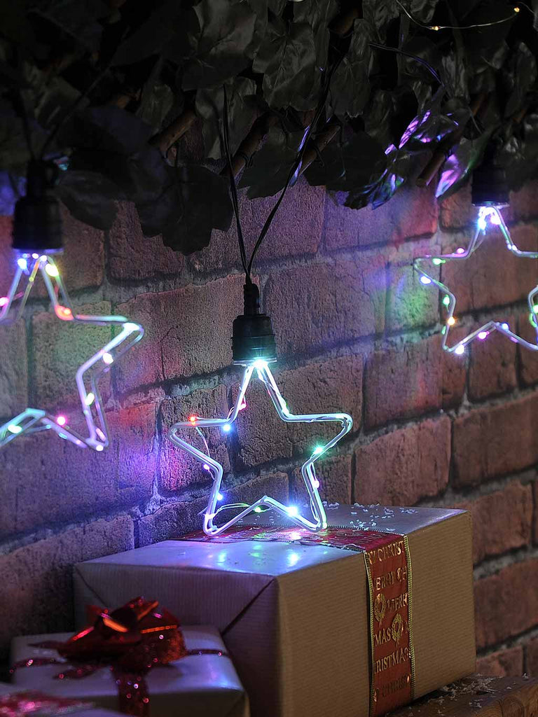 Set of 6 Multicolour Connectable Twinkling Star Lights