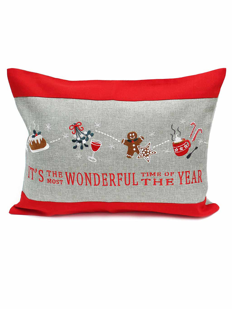 The Most Wonderful Time Cushion - Grey/Multi