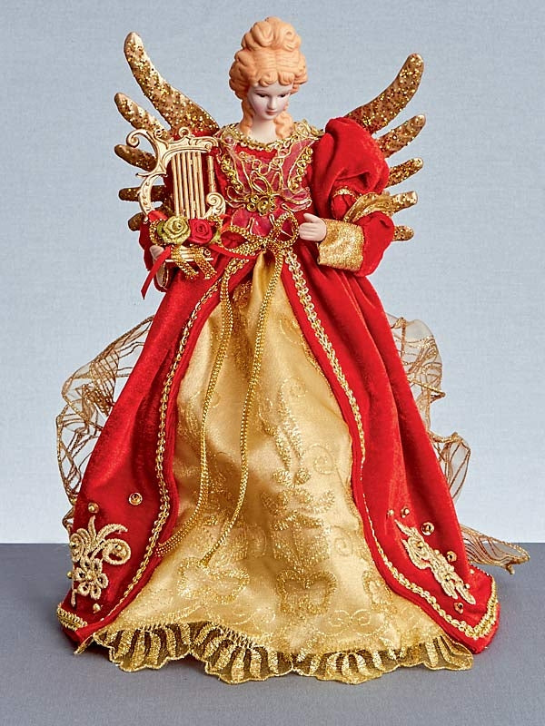 30cm Red & Gold Tree Top Angel 