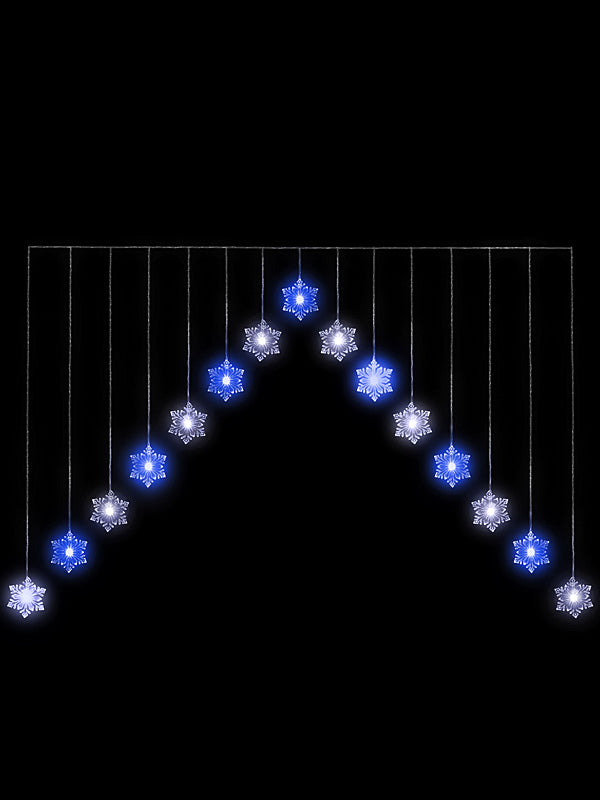 1.2M LED Snowflake 'V' Christmas Curtain Light - Blue & White