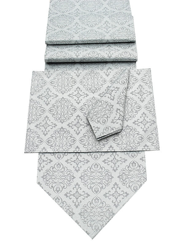 53” x 88” Darcy Table Cloth - White & Silver