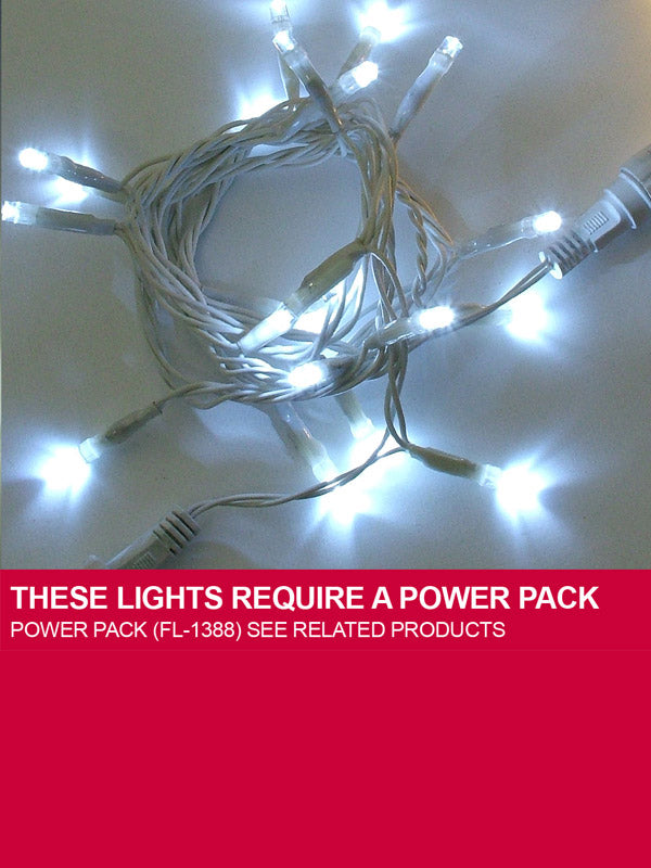 60 LED Connectable String Christmas Lights - White with White Cable