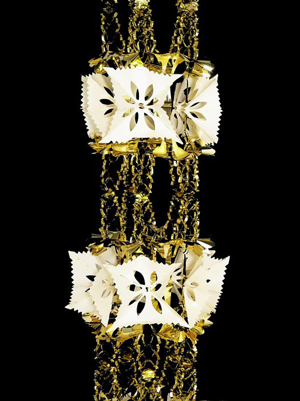 2.7M x 33cm Christmas Foil Garland - Gold & Ivory