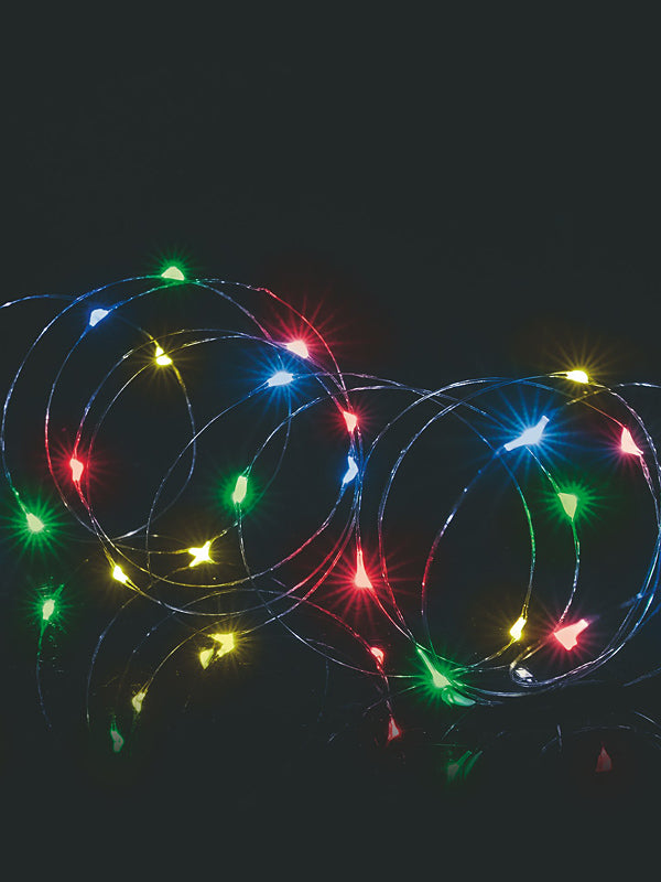 50 LED Battery Operated Multi-Action Pin Wire Christmas Lights - Multi-colour