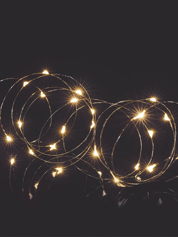 50 LED Battery Operated Multi-Action Pin Wire Christmas Lights - Warm White