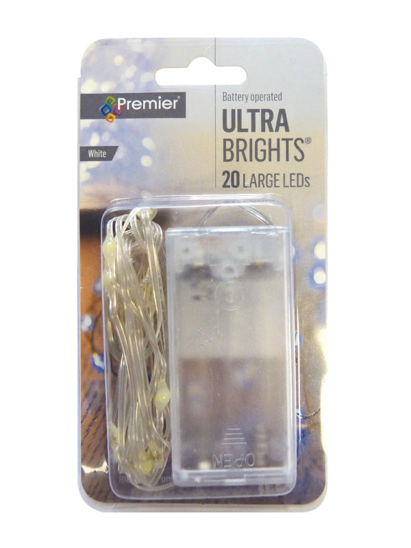 20 Battery Operated Indoor Pin Wire Lights - White LED