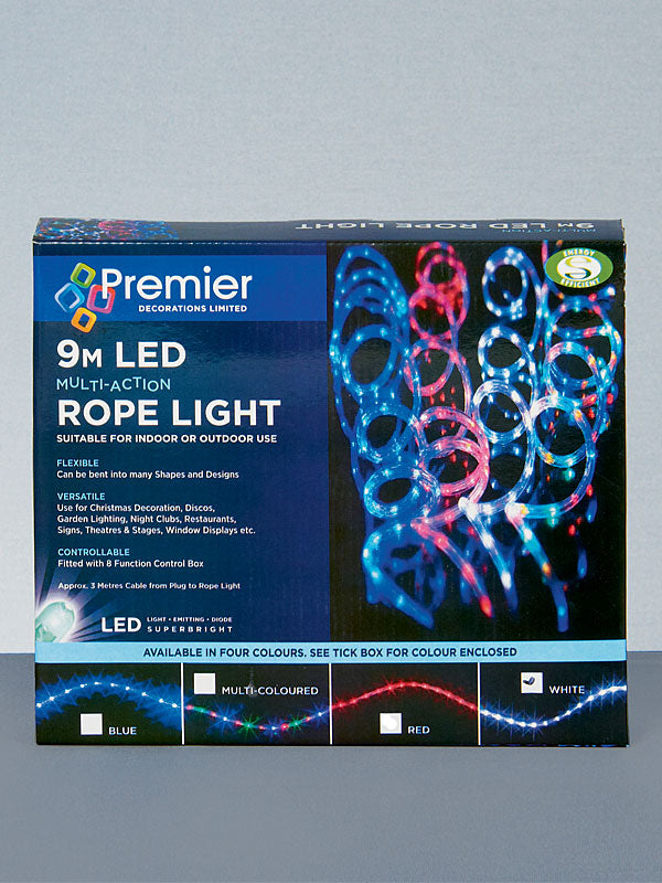 9M LED Multi-Action Rope Christmas Lights - White