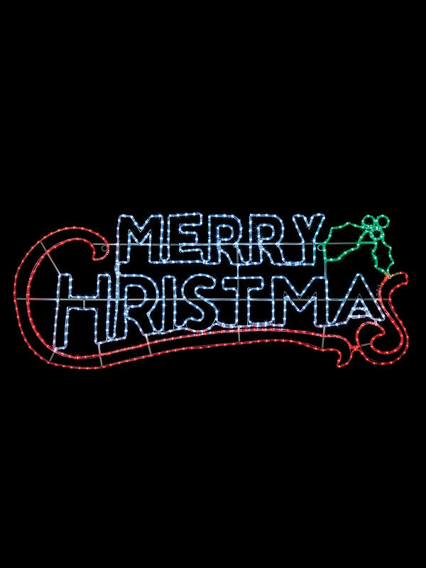 200 x 82cm Merry Christmas Sign Rope Light Silhouette with Multi Leds