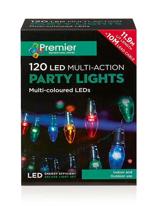 120 Large LED Multi-Action Lights - Multicolour