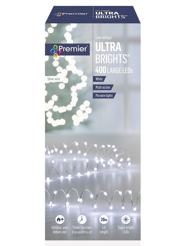 400 Multi-Action Large LED Ultrabrights with Timer - White