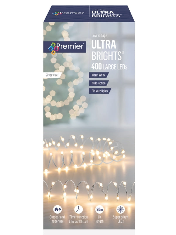 400 Multi-Action Large LED Ultrabrights with Timer - Warm White