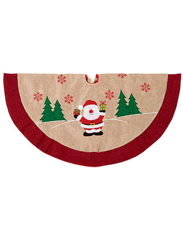 90cm Jute Tree Skirt with Santa