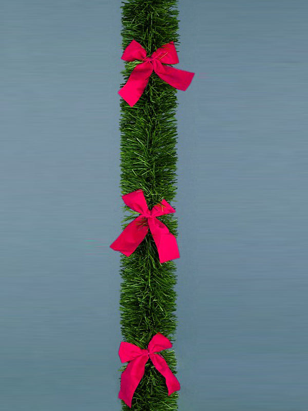 2.7m x 10cm Tinsel Garland With Red Bows