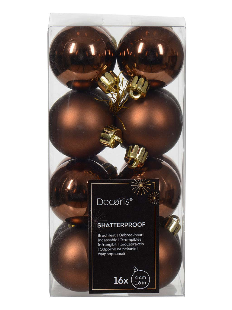 Pk 16 x 40mm Shatterproof Bauble - Espresso