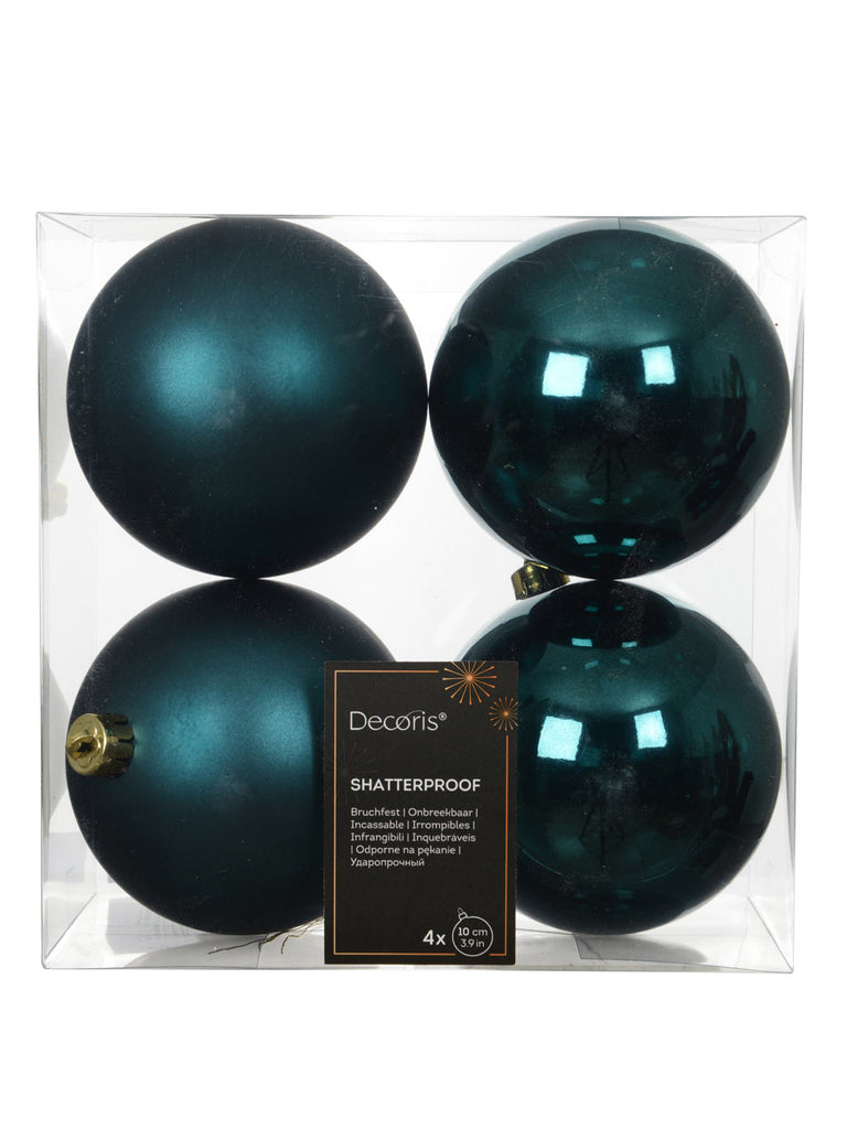 Pk 4 x 100mm Shatterpoof Baubles - Emerald