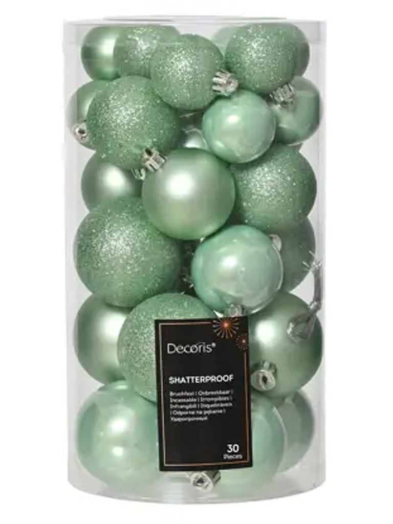 PK 30 Mixed Baubles - Icing Mint