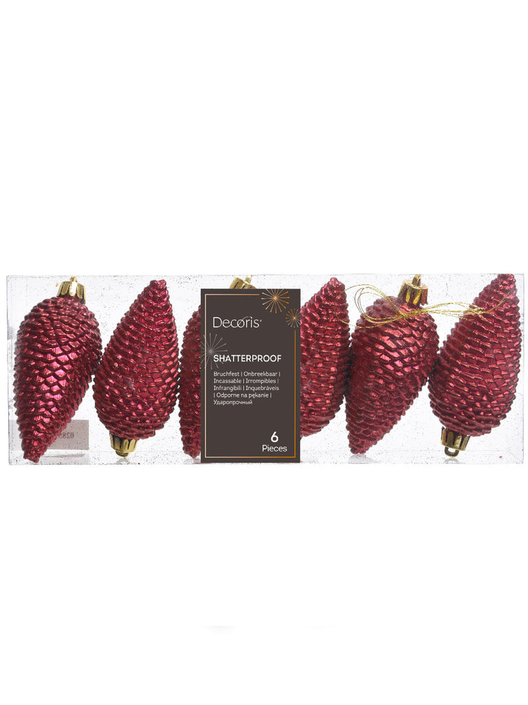 Pk 8cm Pinecone Shatterproof Glitter - Oxblood