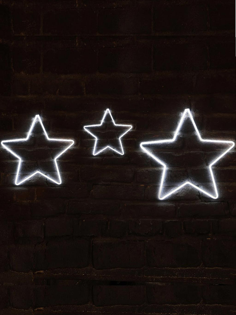 Set of 3 White Neon Stars with Timer