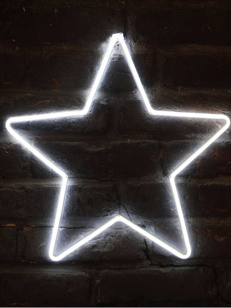 50cm Neon Star Silhouette - White