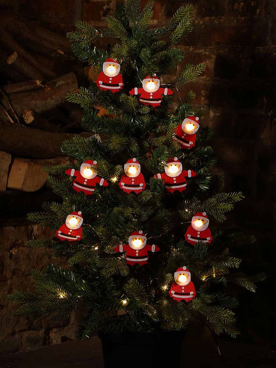 10 Fabric Santa String Light with Warm White B/O Berry Lights – Seasons ...