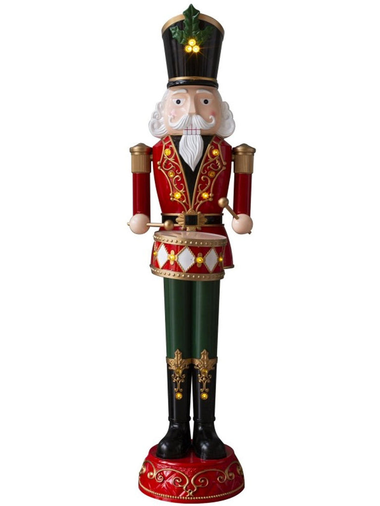 1.8M LED Musical Animated Nutcracker with Drum - White
