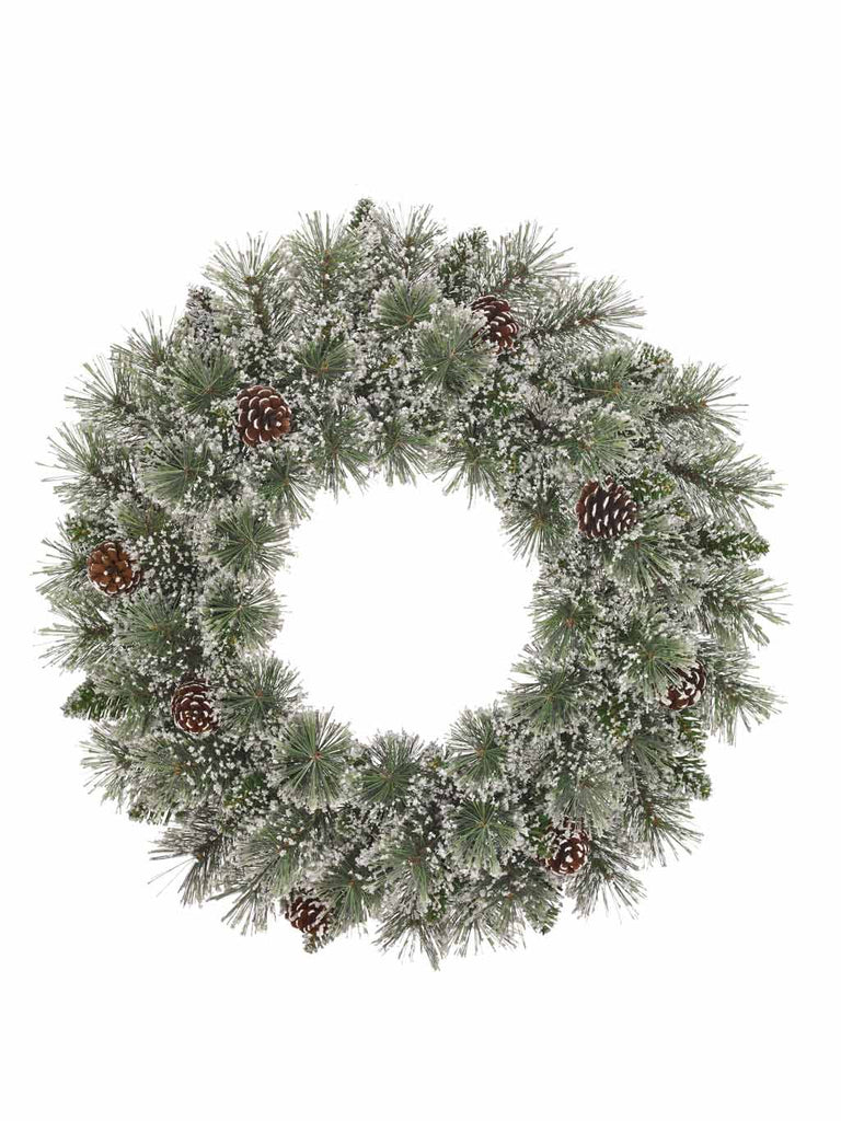 60cm Vandans Wreath with Green Frosted Tips