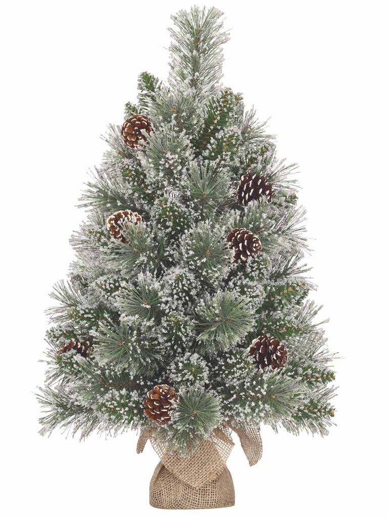 6x0cm (2ft) Vandans Christmas Tree with Green Frosted Tips & Burlap Base